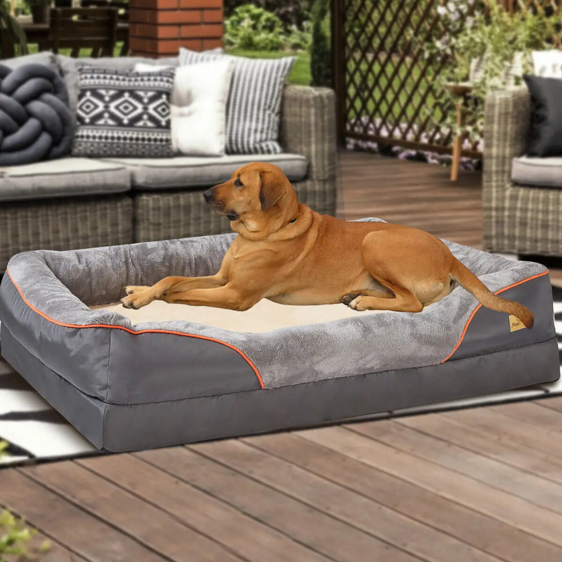 Super Soft Foam Dog Mat with Bolster & Removable Cover