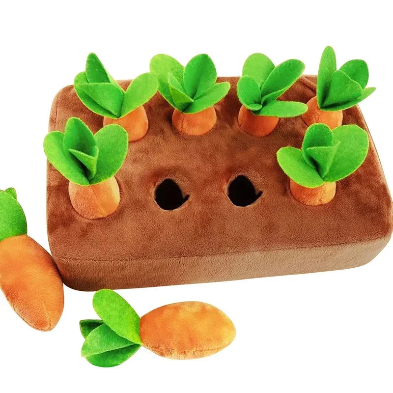 Plush Carrot Interactive Dog Chew Toy