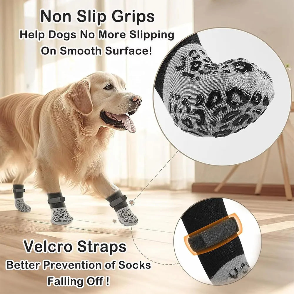Cozy Anti-Slip Dog Socks (4-Pack) – Paw Protection & Floor Safety